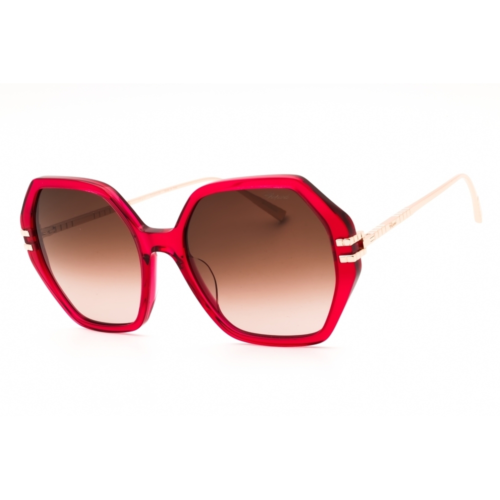 Chopard SCH370M Sunglasses Transparent Red Acetate Oversized